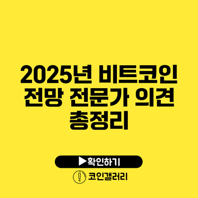 2025년 비트코인 전망: 전문가 의견 총정리