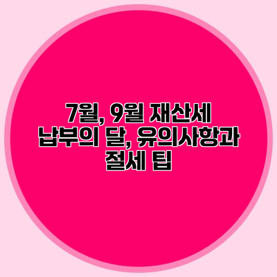 7월, 9월 재산세 납부의 달, 유의사항과 절세 팁