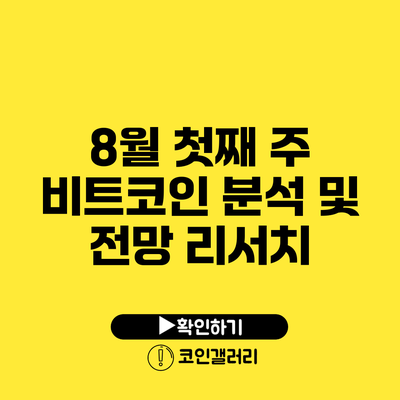 8월 첫째 주 비트코인 분석 및 전망 리서치