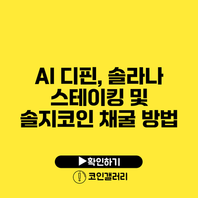 AI 디핀, 솔라나 스테이킹 및 솔지코인 채굴 방법