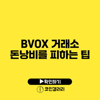 BVOX 거래소: 돈낭비를 피하는 팁