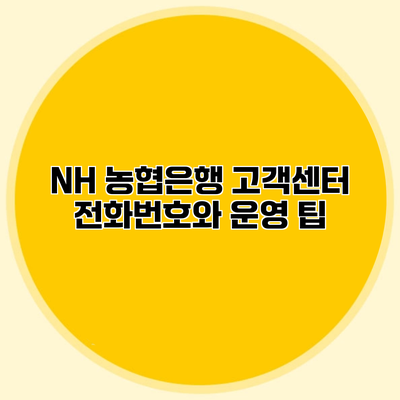 NH 농협은행 고객센터 전화번호와 운영 팁