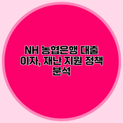 NH 농협은행 대출 이자, 재난 지원 정책 분석