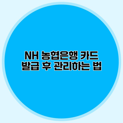 NH 농협은행 카드 발급 후 관리하는 법