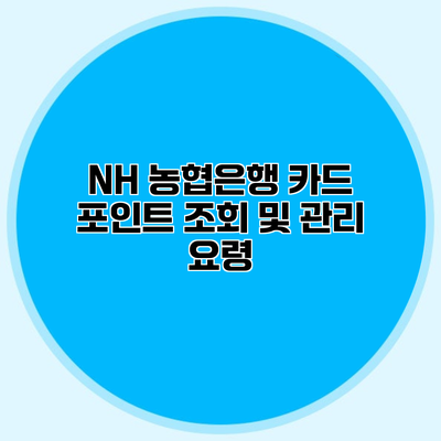 NH 농협은행 카드 포인트 조회 및 관리 요령