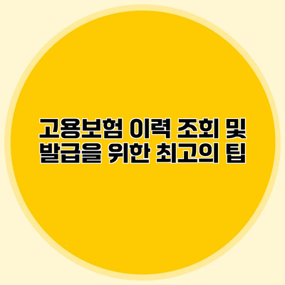 고용보험 이력 조회 및 발급을 위한 최고의 팁