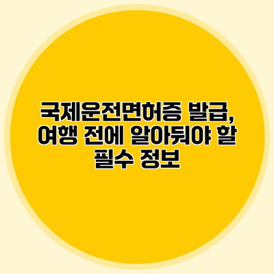 국제운전면허증 발급, 여행 전에 알아둬야 할 필수 정보