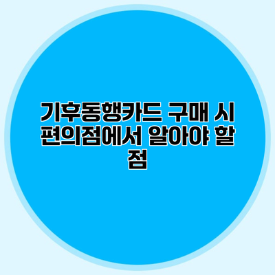 기후동행카드 구매 시 편의점에서 알아야 할 점