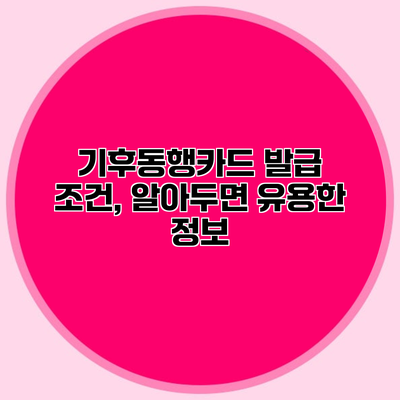 기후동행카드 발급 조건, 알아두면 유용한 정보