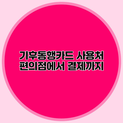 기후동행카드 사용처 편의점에서 결제까지