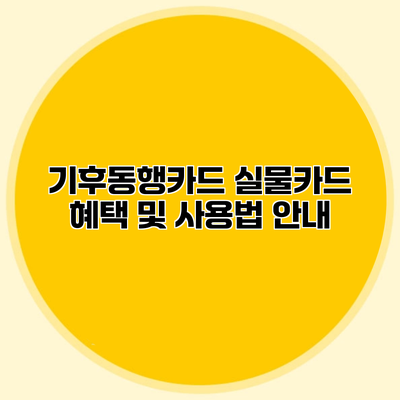 기후동행카드 실물카드 혜택 및 사용법 안내