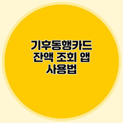 기후동행카드 잔액 조회 앱 사용법