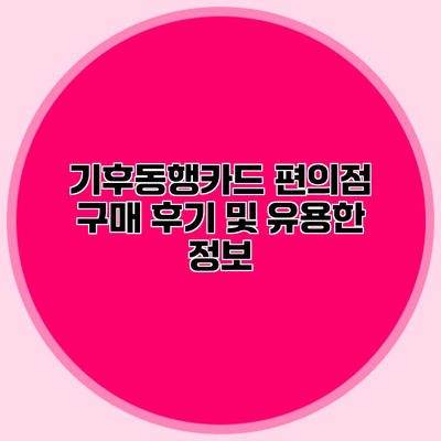 기후동행카드 편의점 구매 후기 및 유용한 정보