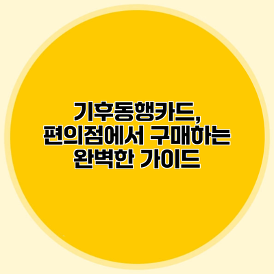 기후동행카드, 편의점에서 구매하는 완벽한 가이드