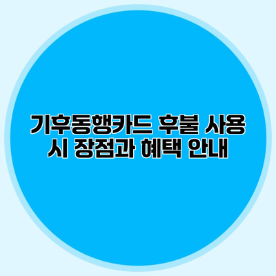 기후동행카드 후불 사용 시 장점과 혜택 안내
