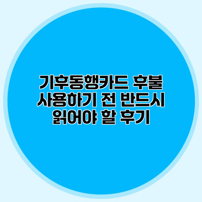 기후동행카드 후불 사용하기 전 반드시 읽어야 할 후기