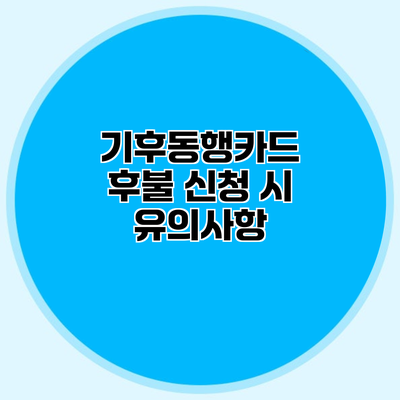 기후동행카드 후불 신청 시 유의사항
