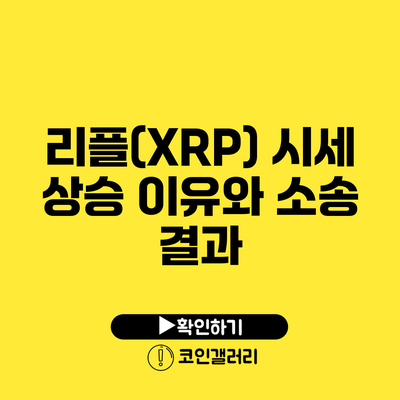 리플(XRP) 시세 상승 이유와 소송 결과