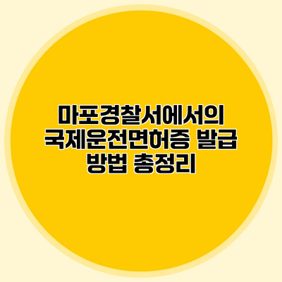 마포경찰서에서의 국제운전면허증 발급 방법 총정리