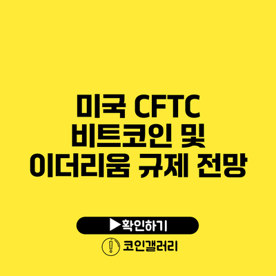 미국 CFTC: 비트코인 및 이더리움 규제 전망