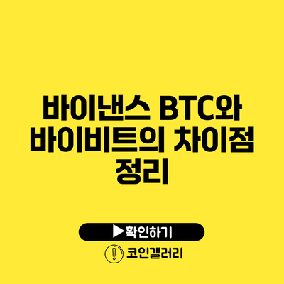 바이낸스 BTC와 바이비트의 차이점 정리