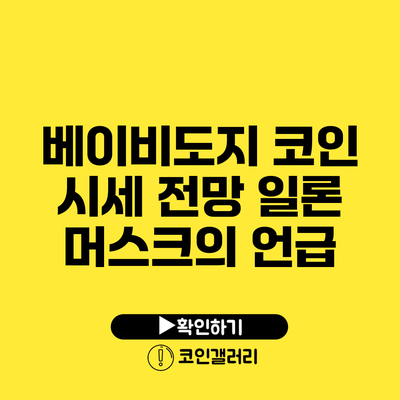 베이비도지 코인 시세 전망: 일론 머스크의 언급