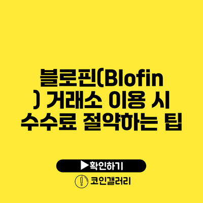 블로핀(Blofin) 거래소 이용 시 수수료 절약하는 팁