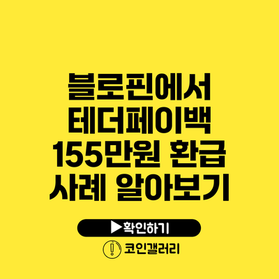 블로핀에서 테더페이백 155만원 환급 사례 알아보기