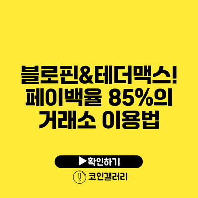 블로핀&테더맥스! 페이백율 85%의 거래소 이용법