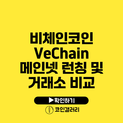 비체인코인 VeChain: 메인넷 런칭 및 거래소 비교