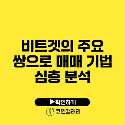비트겟의 주요 쌍으로 매매 기법 심층 분석