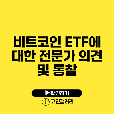 비트코인 ETF에 대한 전문가 의견 및 통찰