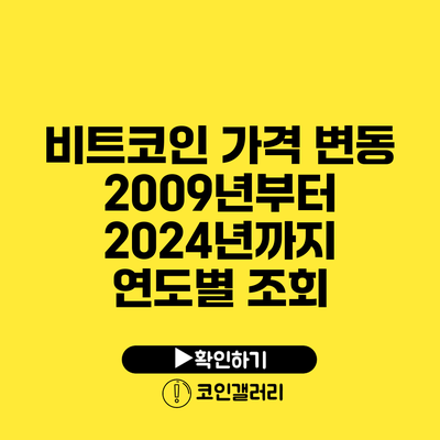 비트코인 가격 변동: 2009년부터 2024년까지 연도별 조회