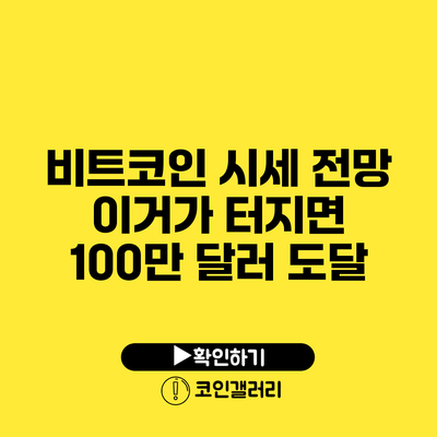 비트코인 시세 전망: 이거가 터지면 100만 달러 도달?