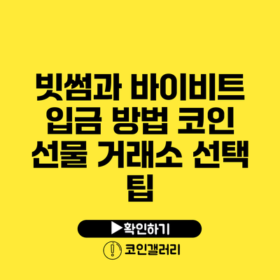 빗썸과 바이비트 입금 방법: 코인 선물 거래소 선택 팁