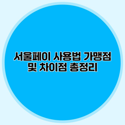 서울페이 사용법 가맹점 및 차이점 총정리