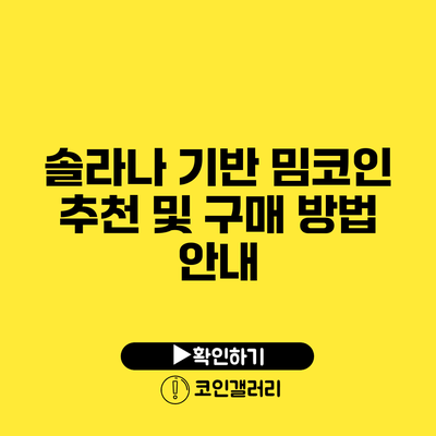 솔라나 기반 밈코인 추천 및 구매 방법 안내