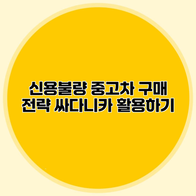 신용불량 중고차 구매 전략 싸다니카 활용하기