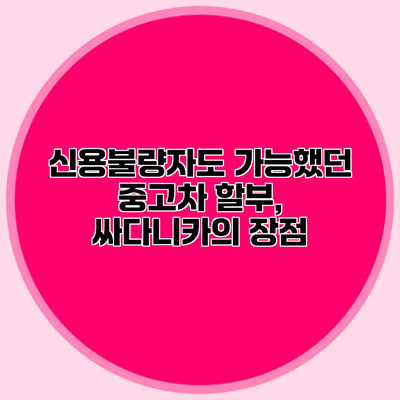 신용불량자도 가능했던 중고차 할부, 싸다니카의 장점