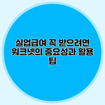 실업급여 꼭 받으려면 워크넷의 중요성과 활용 팁