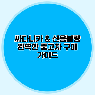 싸다니카 & 신용불량 완벽한 중고차 구매 가이드