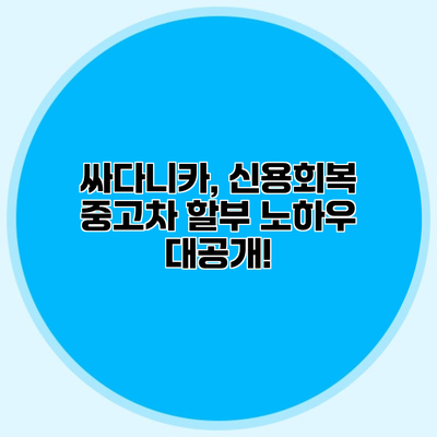 싸다니카, 신용회복 중고차 할부 노하우 대공개!