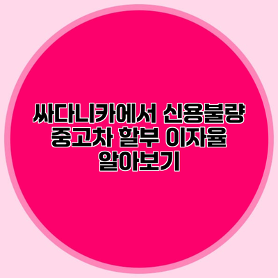 싸다니카에서 신용불량 중고차 할부 이자율 알아보기