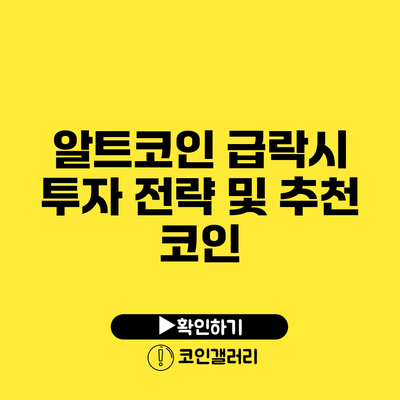 알트코인 급락시 투자 전략 및 추천 코인