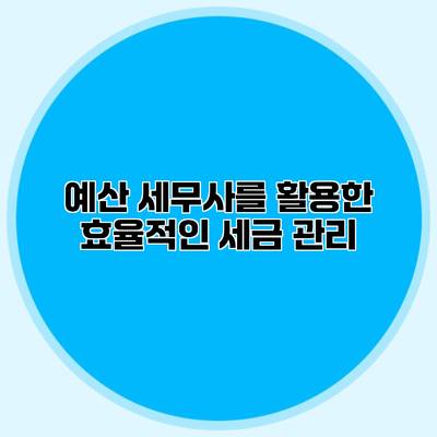 예산 세무사를 활용한 효율적인 세금 관리