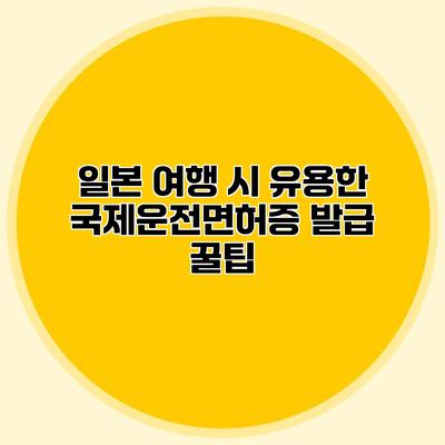 일본 여행 시 유용한 국제운전면허증 발급 꿀팁