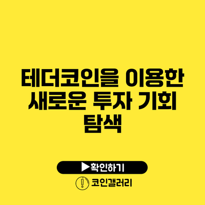 테더코인을 이용한 새로운 투자 기회 탐색