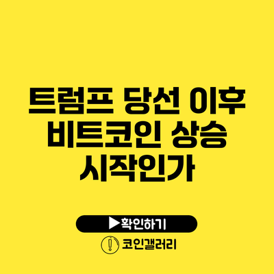 트럼프 당선 이후 비트코인 상승 시작인가?