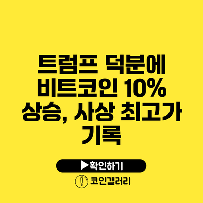 트럼프 덕분에 비트코인 10% 상승, 사상 최고가 기록