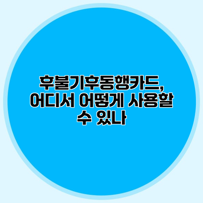 후불기후동행카드, 어디서 어떻게 사용할 수 있나?